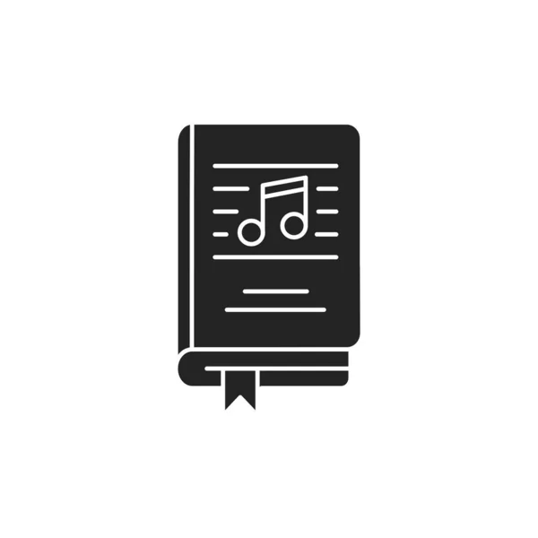 音楽ブックの黒いグリフアイコン ノート 楽器に関する基本的な知識 音楽のテーマのための材料 ウェブページ モバイルアプリ プロモーションのためのPictogram Guiデザイン要素 — ストックベクタ