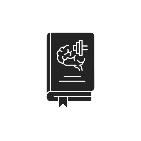Self Development Book Black Glyph Icon Improvement Personal Skills Pictogram — Stock Vector