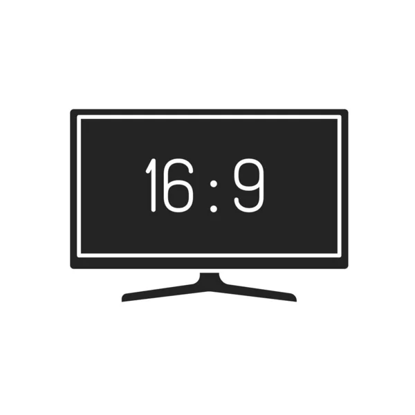 Οθόνη Τηλεόρασης Μαύρο Ανάγλυφο Εικονίδιο Εμφάνιση Αναλογίας Διαστάσεων Ηλεκτρονική Συσκευή — Διανυσματικό Αρχείο