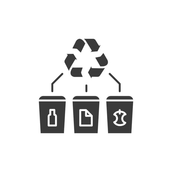 Waste Recycling Glyph Black Icon Zero Waste Lifestyle Garbage Sorting — Stock Vector