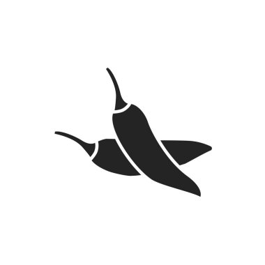 Kırmızı biber siyah kabartma simgesi. Paprika. Sıcak baharat ürünleri tabelası. Doğal sebze. Meksika yemeği konsepti