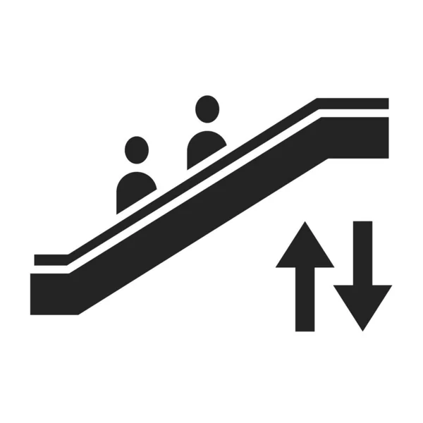 Ícone Glifo Preto Escada Rolante Escadaria Móvel Que Transporta Pessoas — Vetor de Stock