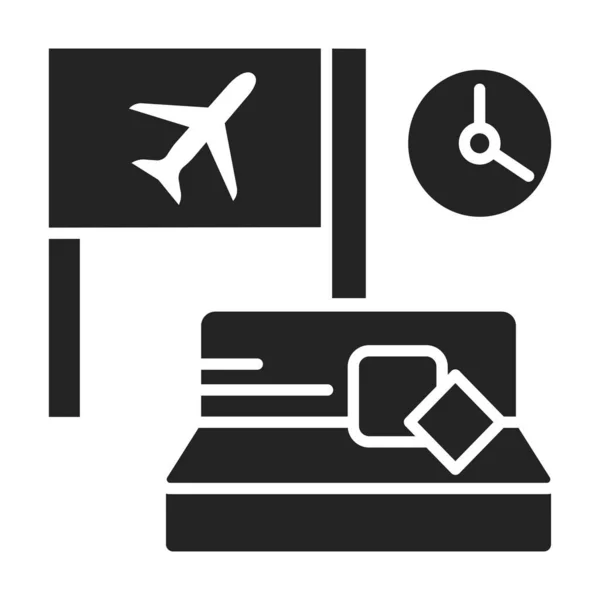 Ikona Černého Glyfu Čekárny Speciální Pokoj Letišti Kde Lidé Čekají — Stockový vektor