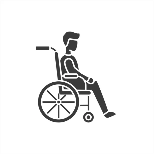 Disability Glyph Zwart Pictogram Man Met Handmatige Rolstoel Mensen Met — Stockvector