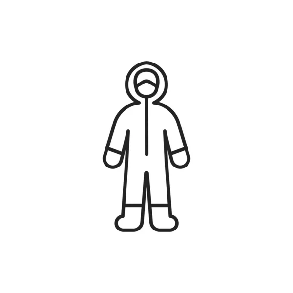 Pracovník Ochranném Obleku Ikonou Černé Čáry Chraňte Před Viry Úklidová — Stockový vektor