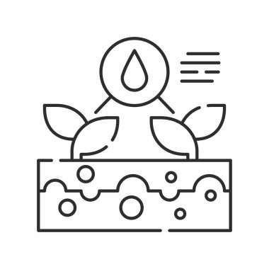 Sistem ekin alanını sensörlerin yardımıyla izliyor. Akıllı tarım siyah doğrusal simgesi. Web sayfasını imzala, uygulama. UI UX GUI tasarım elemanı. Düzenlenebilir felç. Piksel Mükemmel