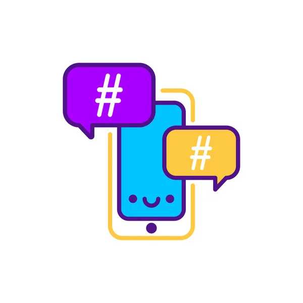 Піктограма Кольору Лінії Hashtag Просування Смм Підпишіться Веб Сторінку Мобільний — стоковий вектор