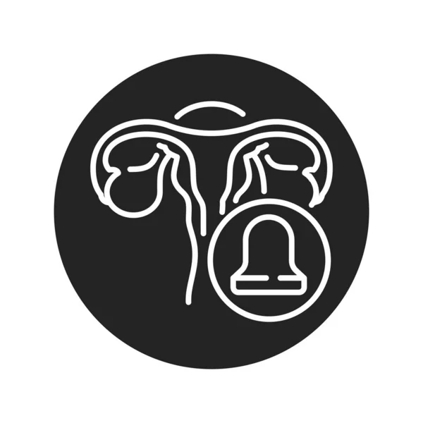 子宮頸部キャップ黒グリフアイコン 子宮と避妊法 安全性のサインだ ウェブページ モバイルアプリのためのPictogram Guiデザイン要素 — ストックベクタ