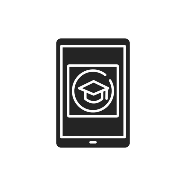 App Learning Tablet Icona Glifo Nero Concetto Sito Web Educazione — Vettoriale Stock