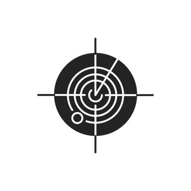 Radar siyah kabartma simgesi. Deniz piyadesi ya da ordu arama sistemini radyoaktif hale getiriyor. Donanma sonarı. Algılama ekranı. Yer belirleme. Web sayfası, mobil uygulama, afiş, sosyal medya için imza.