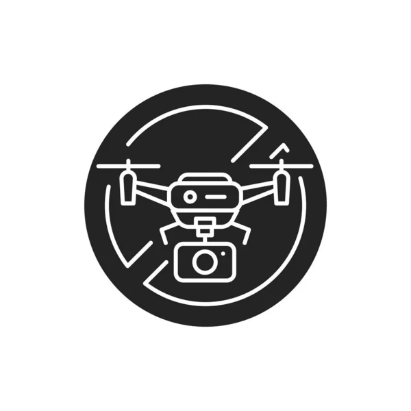 Quadcopter Video Prohibited Black Glyph Icon Drone Zone Aircraft Device — Stock Vector