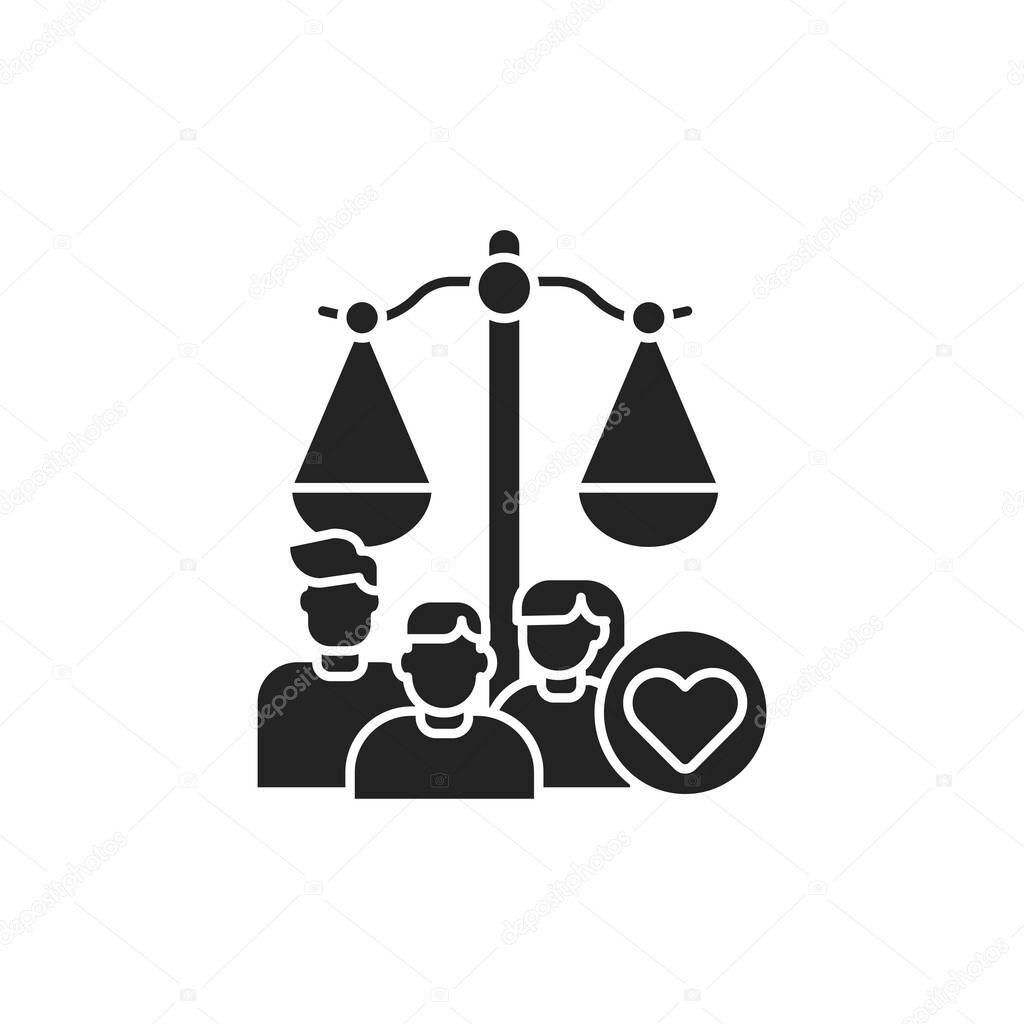 Family court glyph black icon. Judiciary concept. Child custody. Sign for web page, mobile app, button, logo. Vector isolated button