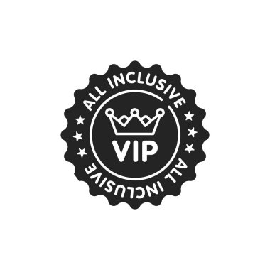 Tüm kapsayıcı yapıştırma simgesi siyah simge. Vip üyeliği. Seyahat acentesinden özel bir teklif. Web sayfası, mobil uygulama, düğme, logo için imza. İzole edilmiş vektör düğmesi