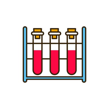 Bağışıklık sistemi kan testi renk çizgisi simgesi. Tıbbi ve bilimsel kavram. Laboratuvar teşhisi. İnternet için piktogram, mobil uygulama, tanıtım. UI UX tasarım ögesi