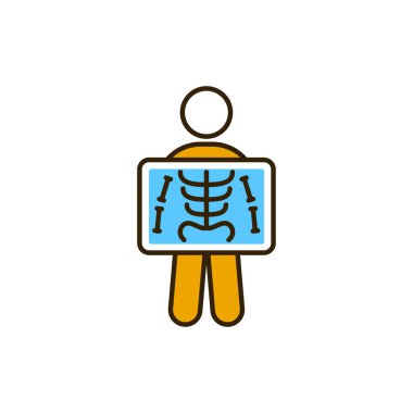 Röntgen tarama renk çizgisi simgesi. Tıbbi ve bilimsel kavram. Laboratuvar teşhisi. İnternet için piktogram, mobil uygulama, tanıtım. UI UX tasarım ögesi