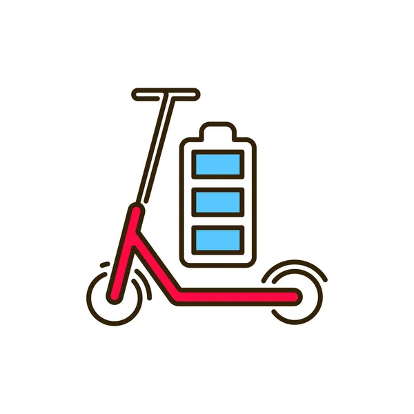 Elektrische Scooter Kleur Lijn Pictogram Verhuur Van Stadsvervoer Pictogram Voor — Stockvector