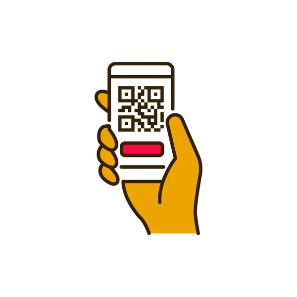 Application Mobile Numérisation Code Dans Icône Ligne Couleur Smartphone Location — Image vectorielle