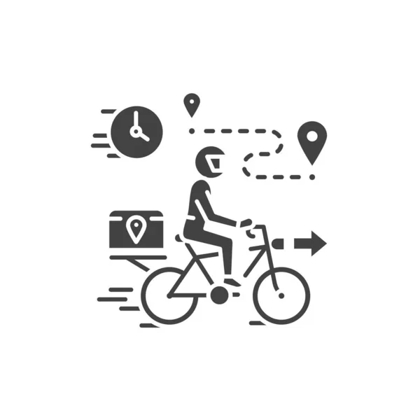快递发送黑色字形图标 男人骑自行车 快运签署的网页 Gui设计元素 — 图库矢量图片