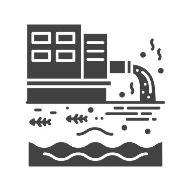 Su kirliliği siyah kabartma simgesi. Çevresel sorunlar. Web sayfasını imzala, uygulama. UI UX Arayüz tasarım ögesi