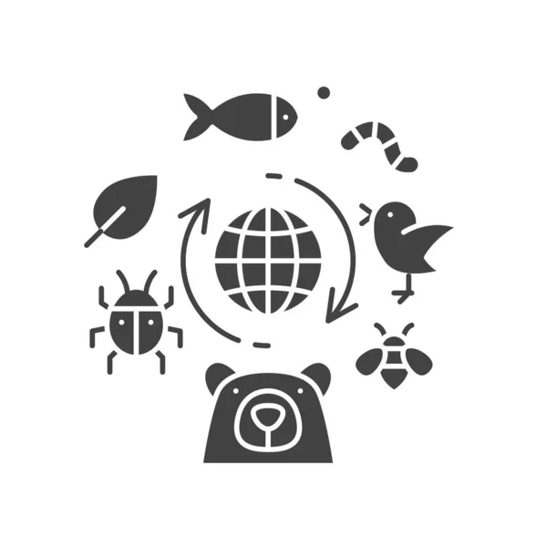 Biológiai Sokféleség Fekete Jel Ikon Környezetvédelem Jelentkezz Weboldalra App Gui — Stock Vector
