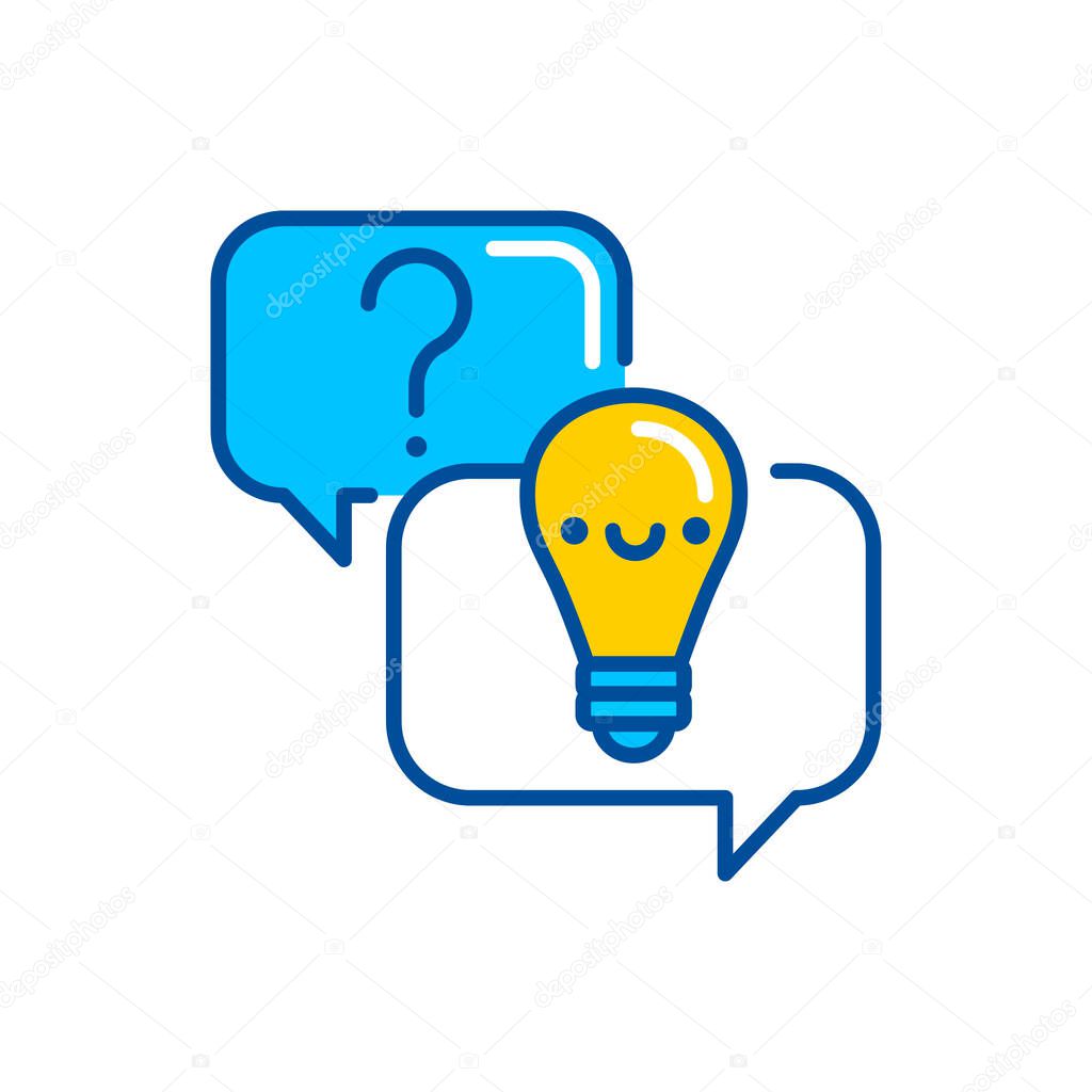 Answers on questions color icon. Custom video content. Sign for web page, mobile app, button, logo. Vector isolated element. Editable stroke