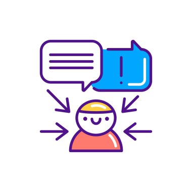 İkna renk çizgisi simgesi. Yumuşak beceriler. İnternet için piktogram, mobil uygulama, tanıtım. UI UX tasarım ögesi.