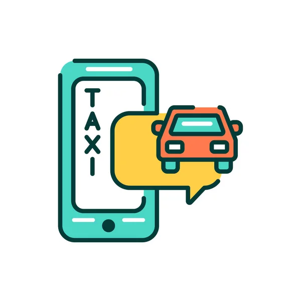 Εφαρμογή Κινητού Ταξί Εικονίδιο Έγχρωμης Γραμμής Smartphone Εικονόγραμμα Για Ιστοσελίδα — Διανυσματικό Αρχείο