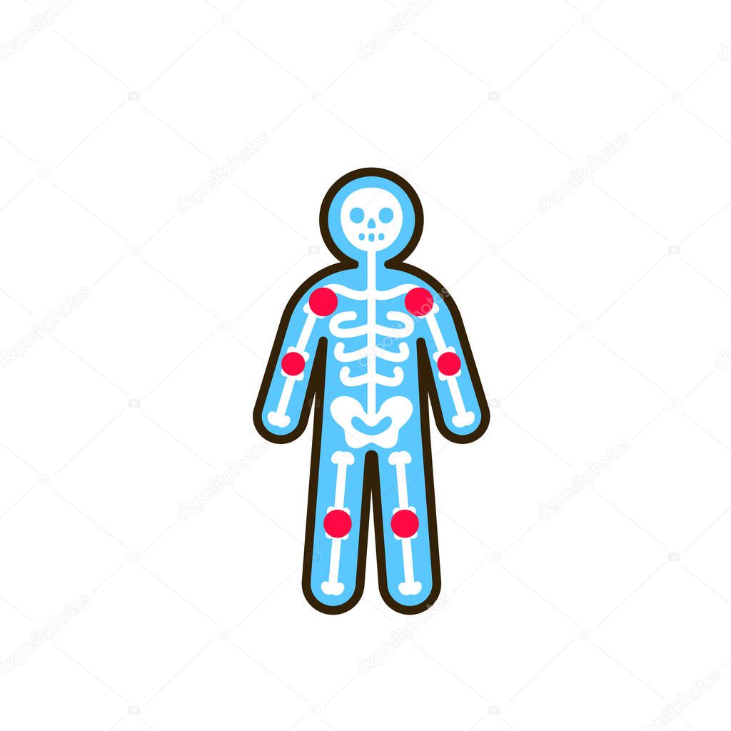 Arthritis human body line color icon. Inflammation joint. Sign for web page, mobile app, button, logo. Editable stroke