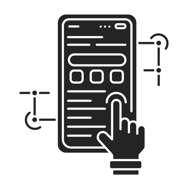 应用程序开发黑色象形文字图标 为移动设备开发移动应用程序的过程 网页的象形文字 宣传品 Gui设计元素 — 图库矢量图片
