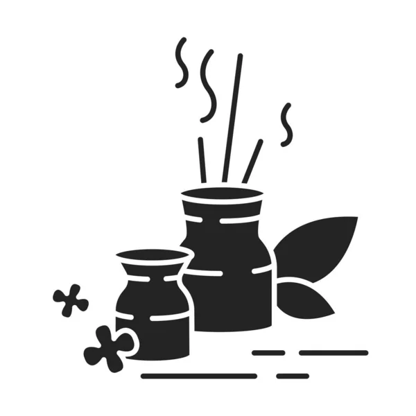 Aromatherapie zwart glyph icoon. Holistische genezing behandeling die natuurlijke plantenextracten gebruikt om de gezondheid en het welzijn te bevorderen. Pictogram voor webpagina, mobiele app, promo. — Stockvector