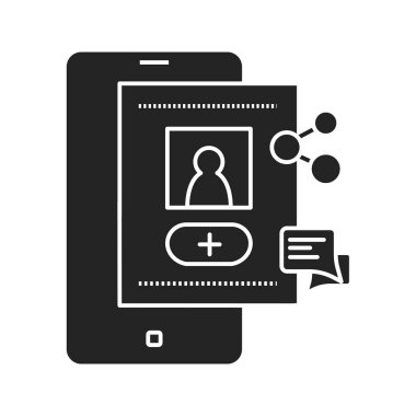 Hesap sicil sicili simgesi. Sosyal medya bilgisi işareti. Akıllı telefondan blog oluştur. Web sayfası için piktogram, mobil uygulama, tanıtım. UI UX Arayüz tasarım ögesi