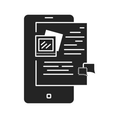 Hikaye anlatma siyah kabartma simgesi. Dijital pazarlama. Web sayfası için piktogram, mobil uygulama, tanıtım. UI UX Arayüz tasarım ögesi