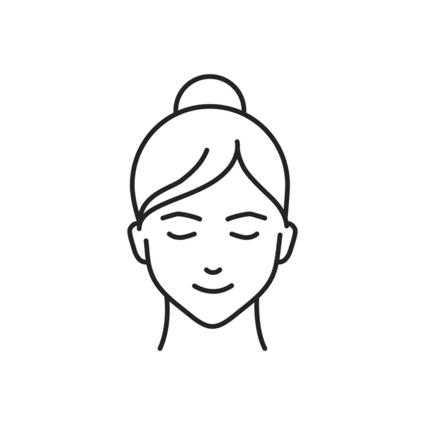 人类的感情崇拜线条黑色图标 一个描绘情感素描元素的年轻女孩的脸 白色背景上的可爱人物 — 图库矢量图片