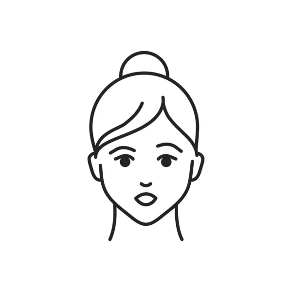 Human feeling excitement line black icon. Face of a young girl depicting emotion sketch element. Cute character on white background.