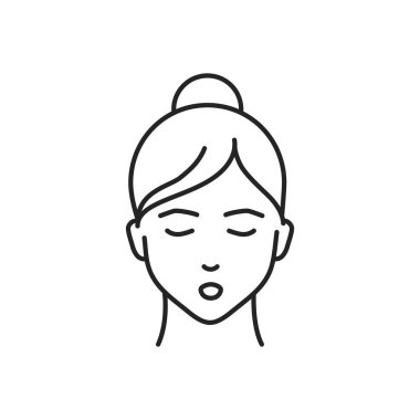 İnsan hissiyatı çizgisi siyah ikonu. Duygusal çizim elementini tasvir eden genç bir kızın yüzü. Beyaz arkaplanda sevimli bir karakter