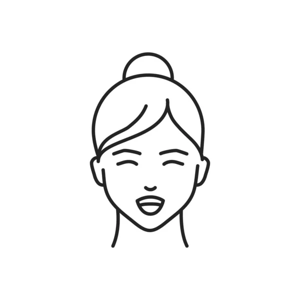 Человеческое Чувство Триумфа Черная Икона Лицо Молодой Девушки Изображающей Элемент — стоковый вектор