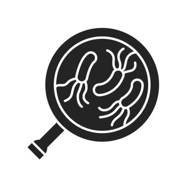 Parazit analizi siyah kabartma simgesi. Tıbbi muayene konsepti. İnternet için piktogram, mobil uygulama, tanıtım. UI UX tasarım ögesi