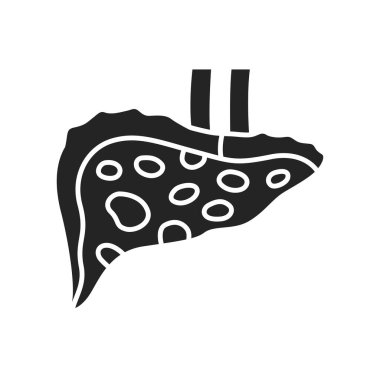 Karaciğer hastalığı hepatit glifli siyah ikon. İç organ iltihabı. Web sayfası için piktogram, mobil uygulama, tanıtım. UI UX Arayüz tasarım ögesi