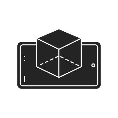 Sanal gerçeklik uygulamaları siyah kabartma simgesi. Yenilikçi teknoloji. Web sayfası için piktogram, mobil uygulama. UI UX Arayüz tasarım ögesi