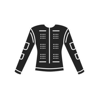 VR haptik takım elbise siyah kabartma simgesi. Sanal gerçeklik deneyimi. Web sayfası için piktogram, mobil uygulama, tanıtım. UI UX Arayüz tasarım ögesi