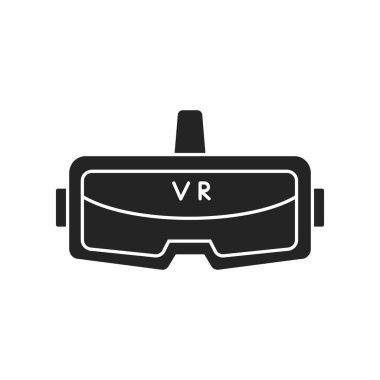 VR gözlükleri siyah kabartma simgesi. Sanal gerçeklik gözlükleri ya da gözlükler. Ekran aracı olarak çalışan göz giysisi tipi. Web sayfası, mobil uygulama, tanıtım için resim grafiği