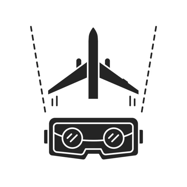 Aviação Ícone Glifo Preto Treinamento Simulação Pilotos Indústria Inteligente Pictograma — Vetor de Stock