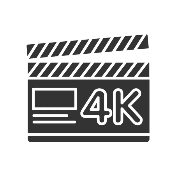 拍板黑色字形图标 4K超高清分辨率电影拍摄 电影摄影的概念 移动应用 宣传用的象形文字 Ux屏幕 用户界面显示 — 图库矢量图片