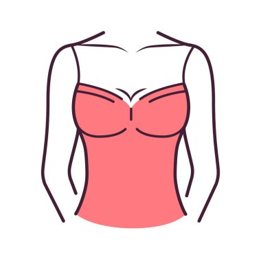 Gömlek iç çamaşırı renkli çizgi ikonu. Boyundan beline kadar üst gövde için kumaş. Web sayfası için piktogram, mobil uygulama, tanıtım. UI UX GUI tasarım elemanı. Düzenlenebilir vuruş