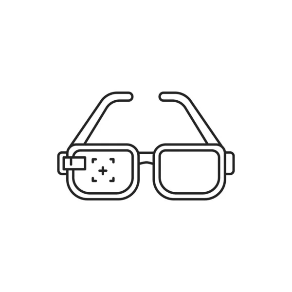 Óculos Realidade Virtual Ícone Linha Preta Dispositivo Digital Inovador Pictograma — Vetor de Stock