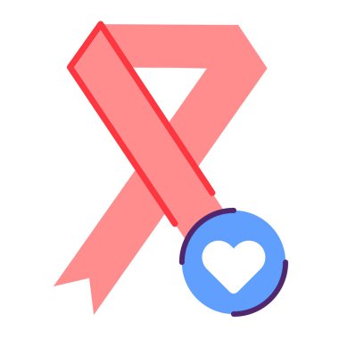 Kırmızı kurdele çizgi renk ikonu. Dünya Yardım Günü konsepti. Web sitesi, mobil uygulama, afiş, sosyal medya için imza. Düğme UI kullanıcı arayüzü. Vektör izole nesne.