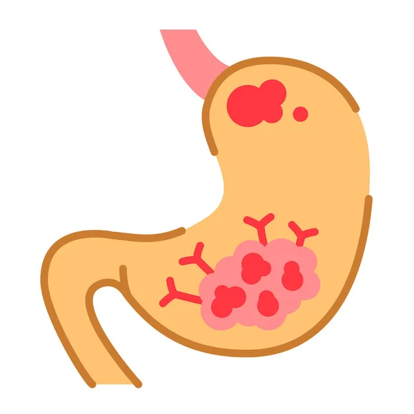 Icono Color Línea Cáncer Estómago Concepto Órgano Humano Neoplasia Maligna — Vector de stock