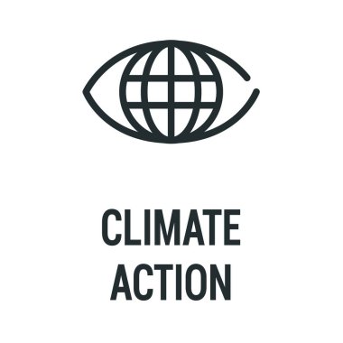 İklim eylem simgesi. Kurumsal sosyal sorumluluk. Sürdürülebilir Kalkınma Hedefleri. SDG işareti. Reklam, web, mobil uygulama için piktogram. UI UX tasarım ögesi.