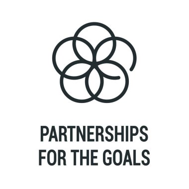 Hedefler için ortaklıklar siyah ikon. Kurumsal sosyal sorumluluk. Sürdürülebilir Kalkınma Hedefleri. SDG renk işareti. Reklam, web, mobil uygulama için piktogram. UI UX tasarım ögesi.