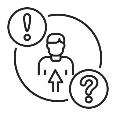 I siyah çizgi simgesinin açıklamalarına bağlı kal. Web sayfası için piktogram, mobil uygulama, tanıtım. UI UX GUI tasarım elemanı. Düzenlenebilir vuruş